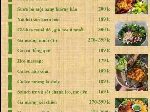 Menu Sân Vườn Chồi Ông Một 