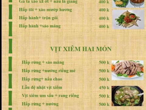 Menu Sân Vườn Chồi Ông Một 