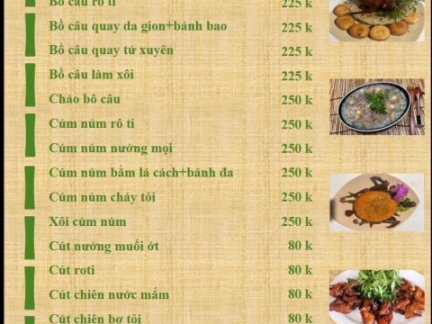 Menu Sân Vườn Chồi Ông Một 