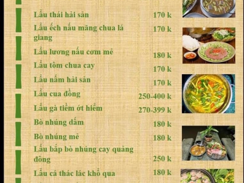 Menu Sân Vườn Chồi Ông Một 