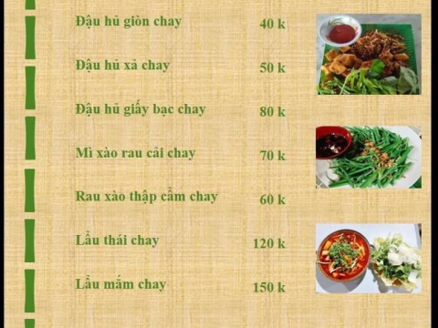 Menu Sân Vườn Chồi Ông Một 