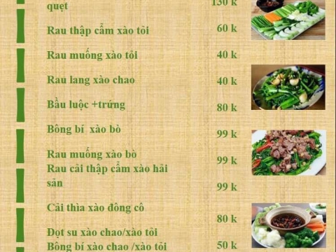 Menu Sân Vườn Chồi Ông Một 