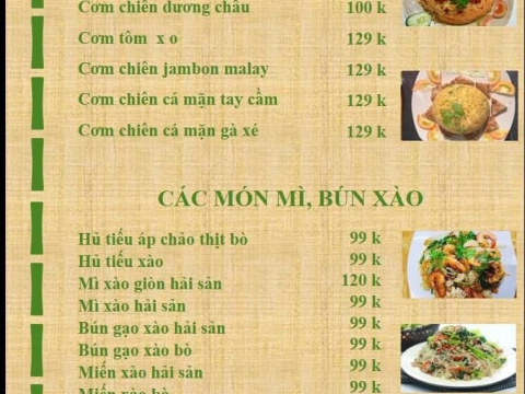 Menu Sân Vườn Chồi Ông Một 