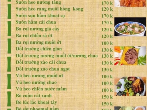 Menu Sân Vườn Chồi Ông Một 
