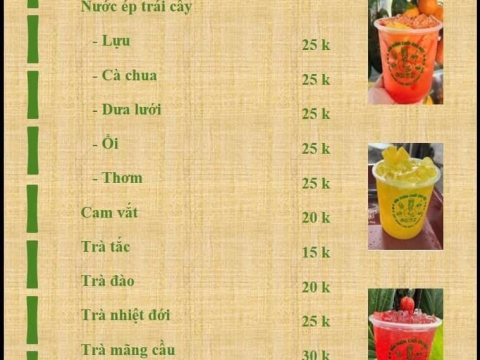 Menu Sân Vườn Chồi Ông Một 