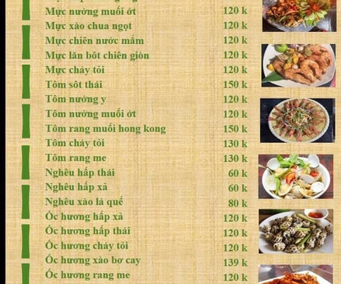 Menu Sân Vườn Chồi Ông Một 